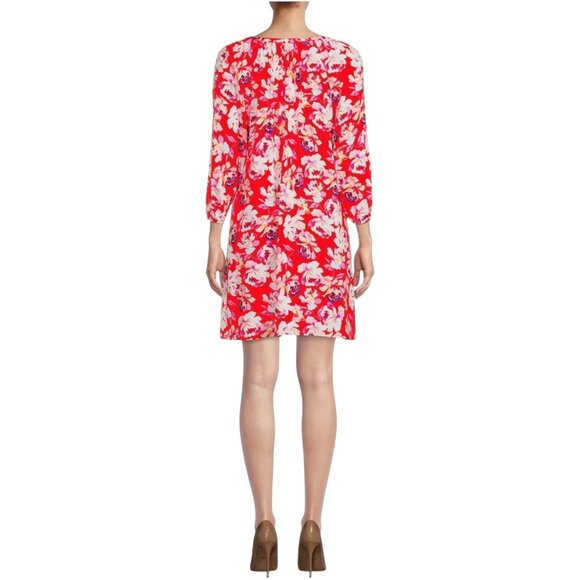 The Pioneer Woman Womens Red Floral Print Dress Size XXL 3-4 Sleeve - Picture 2 of 15